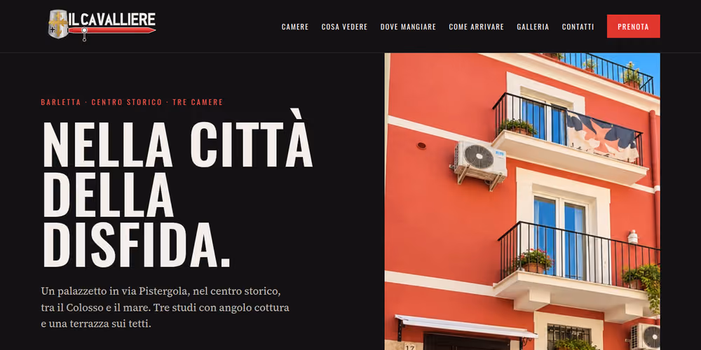 Web agency a Barletta: il sito di Il Cavalliere, bed and breakfast in centro a Barletta